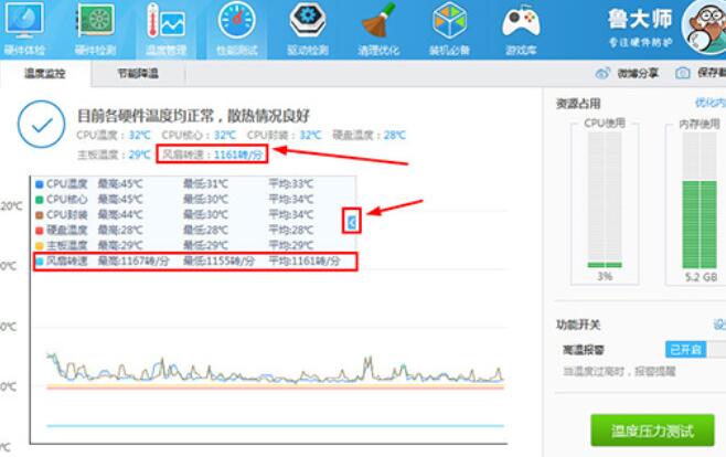 鲁大师怎么检测笔记本电脑风扇转速 鲁大师检测笔记本电脑风扇方法