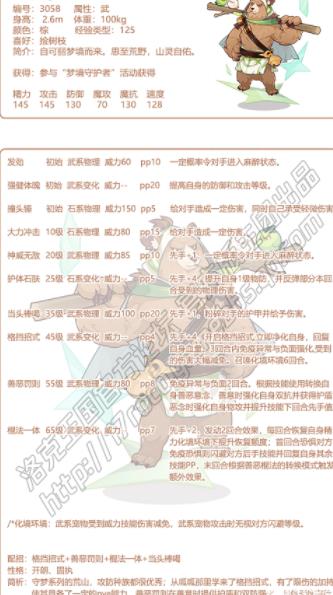 洛克王国守梦荒山技能表一览 守梦荒山技能介绍