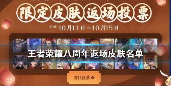 王者荣耀八周年返场皮肤有哪些 八周年返场皮肤名单